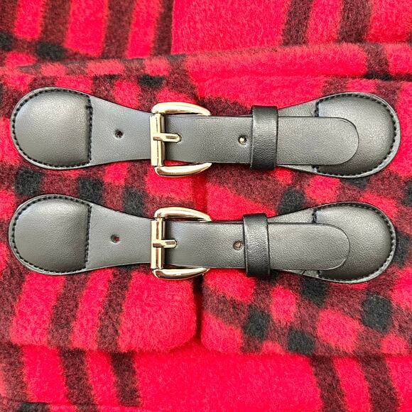 Le Moda Red Plaid Fleece Buckle Turtleneck Poncho NWT - Picture 6 of 8